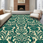 Emerald Green Damask Pattern Rug
