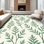 Green Botanical Leaf Pattern Rug