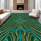 Teal Gold Organic Flow Design Rug