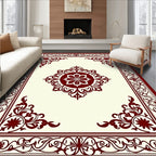 Ornate Floral Medallion Cream Crimson Rug