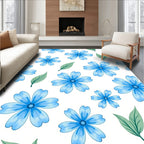 Soft Blue Green Floral Pattern Rug