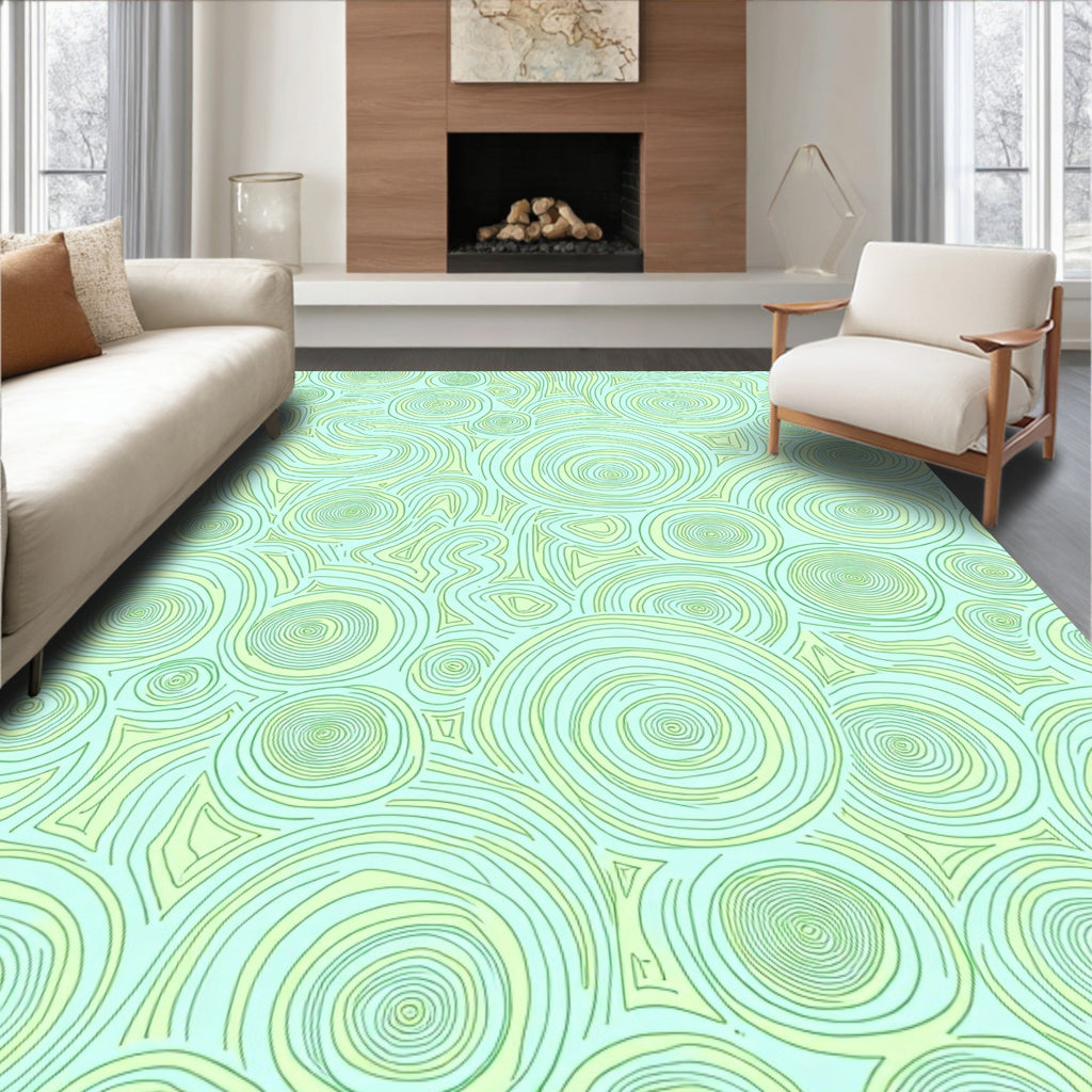 Abstract Swirls Shapes Pastel Design Rug