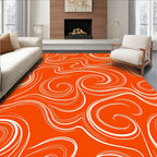 Orange Swirl Abstract Pattern Design Rug