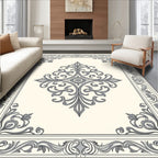 Ornate Scrollwork Floral Damask Rug