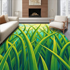 Green Blade Modern Line Art Rug