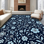 Classic Floral Vine Dark Navy Design Rug
