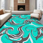 Turquoise Swirl Abstract Pattern Rug