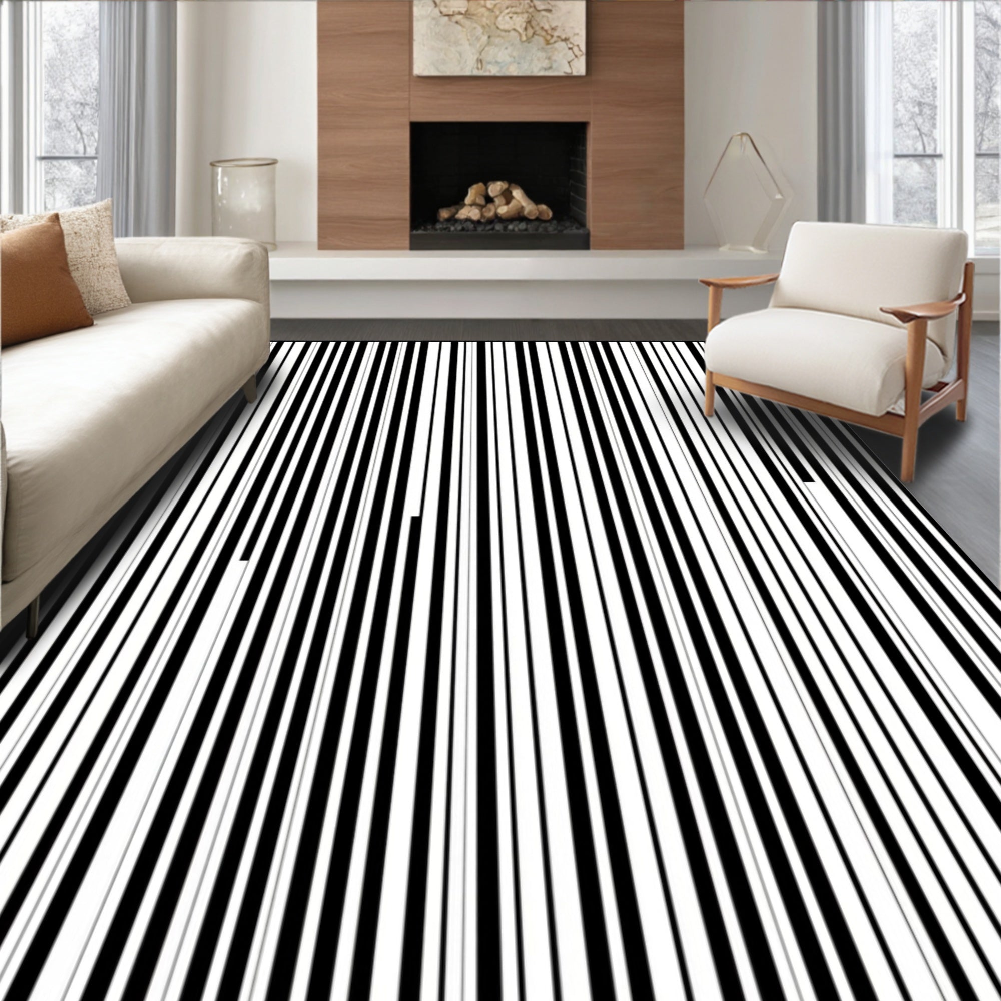 Bold Vertical Stripe Accent Rug