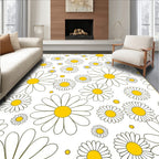 Daisy Floral Pattern With Yellow Centers Rug
