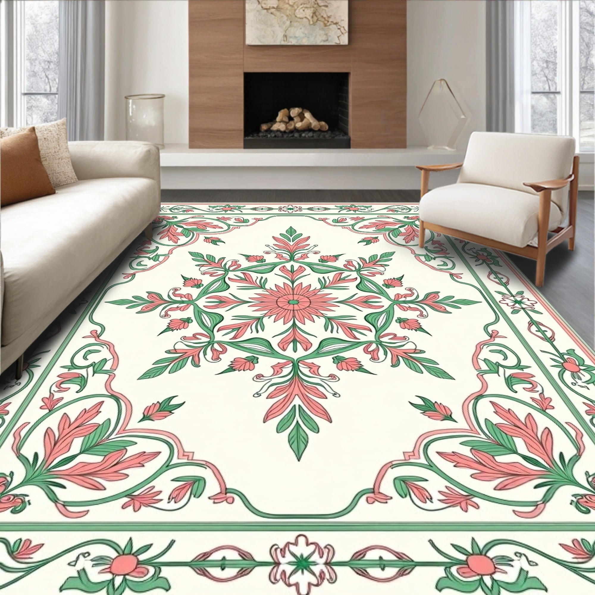 Floral Vines Centerpiece Design Rug