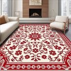 Red Floral Medallion Intricate Border Rug