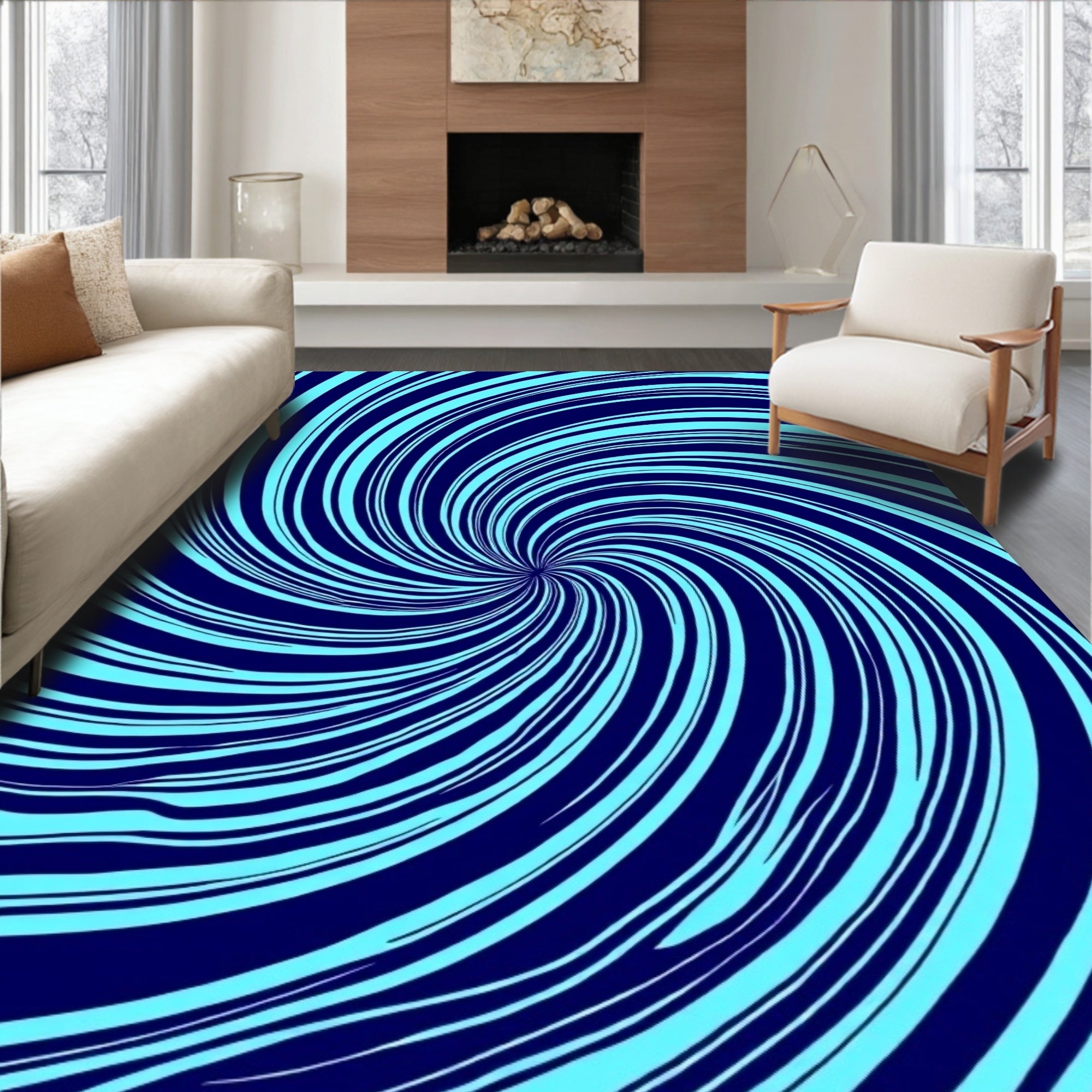 Swirling Infinite Spiral Pattern Rug