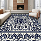 Intricate Floral Medallion Monochrome Design Rug