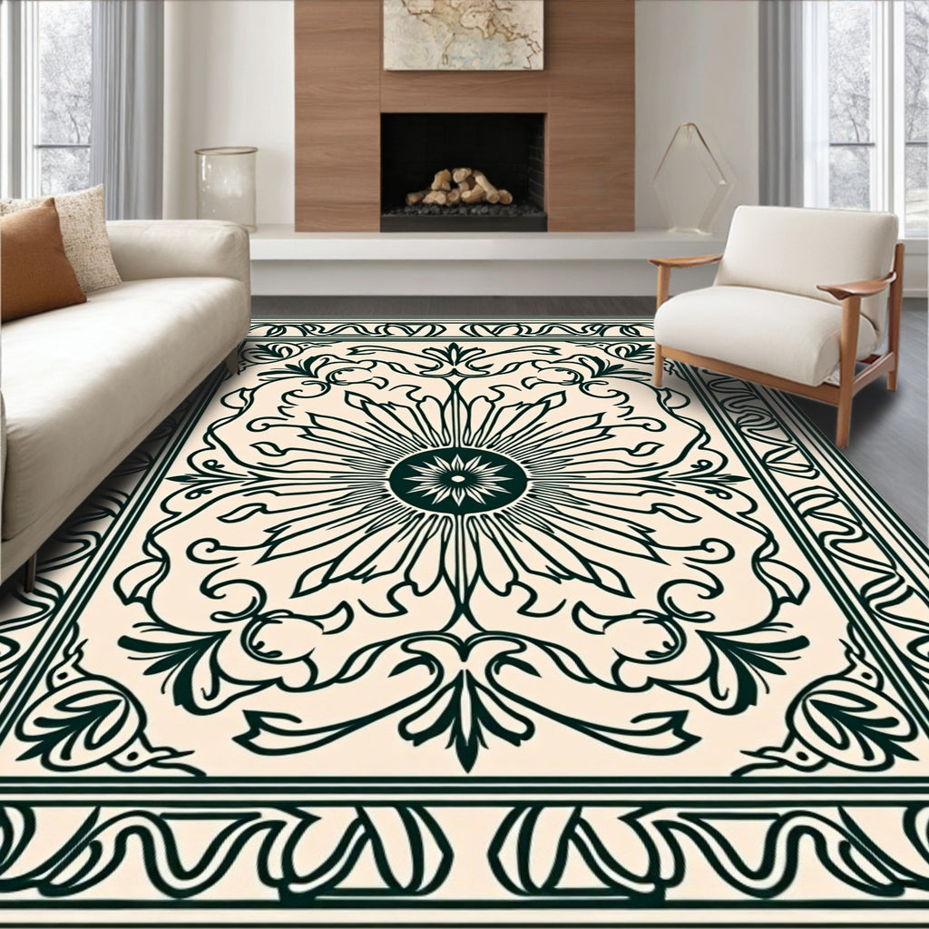 Ornate Floral Sunburst Pattern Rug