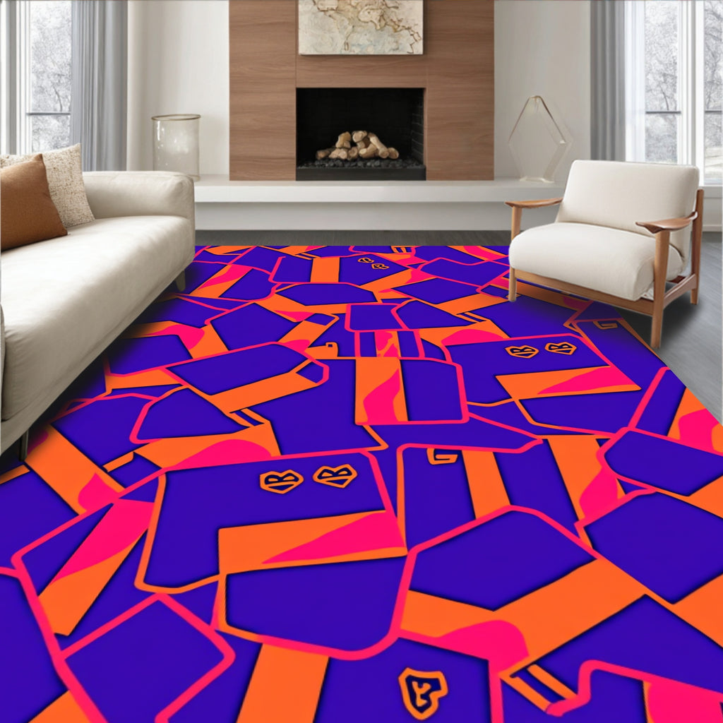 Bold Abstract Geometric Collage Design Rug