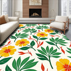 Tropical Floral Pattern With Yellow Blossoms Rug