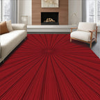 Red Sunburst Abstract Lines Rug