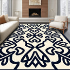 Ornate Floral Motif Symmetry Design Rug