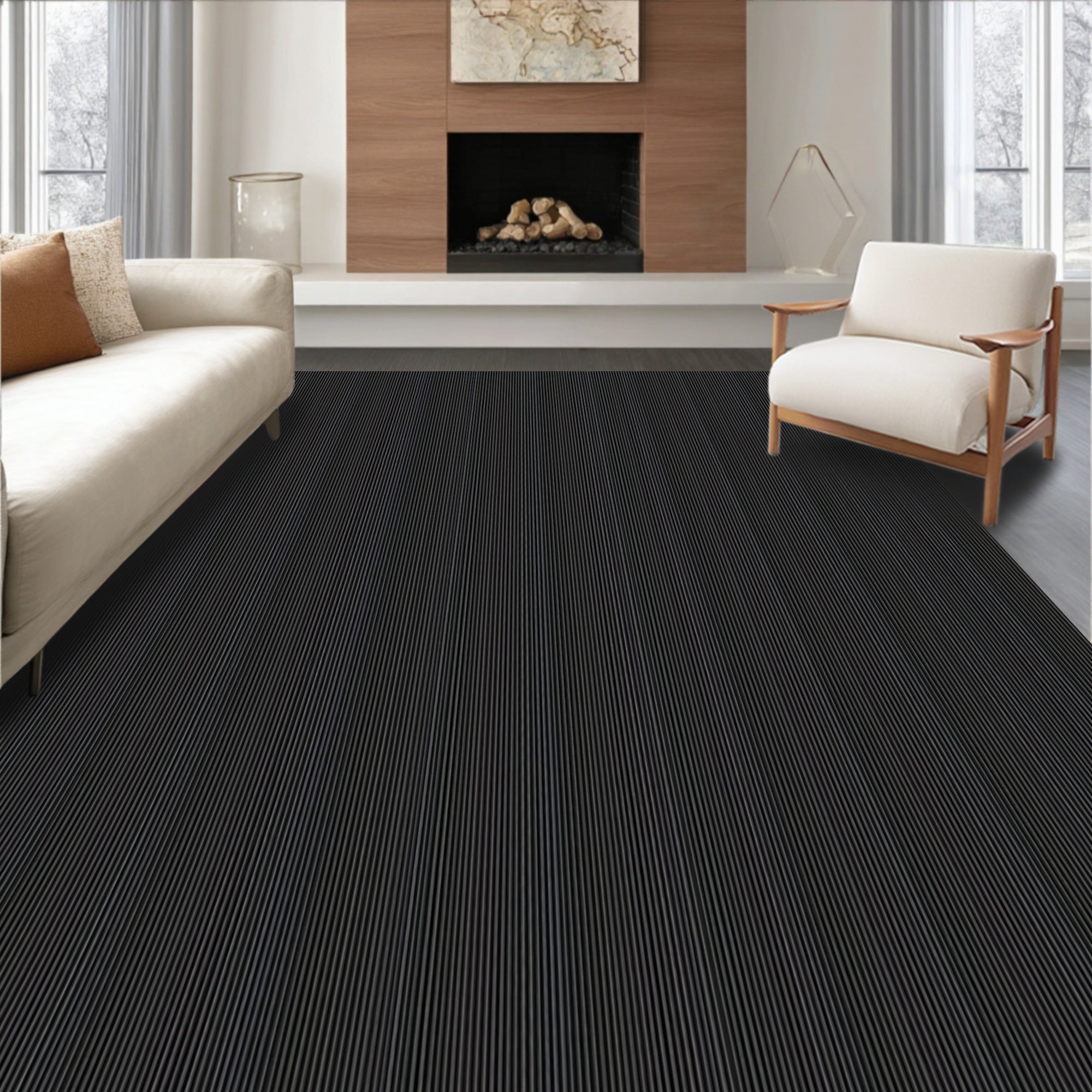 Minimalist Stripe Textured Design Rug