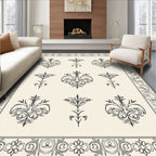 Vintage Floral Scroll Work Pattern Rug