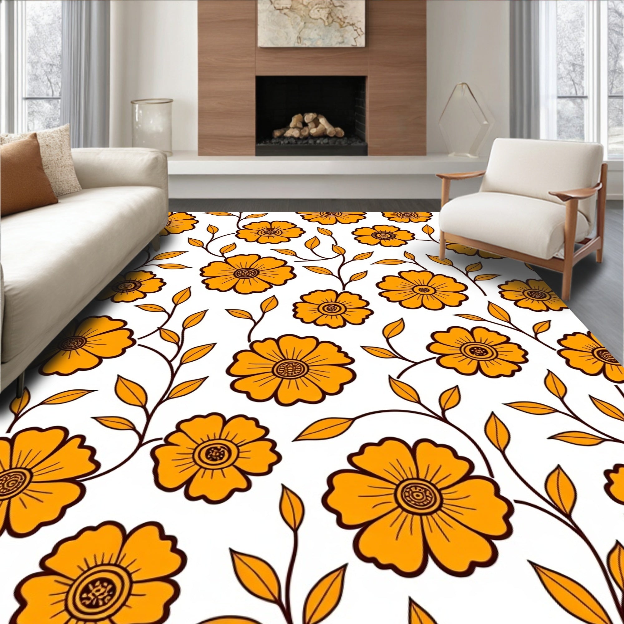 Bold Floral Botanical Vines Rug