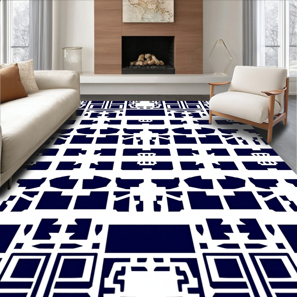 Geometric Lattice Pattern Design Rug