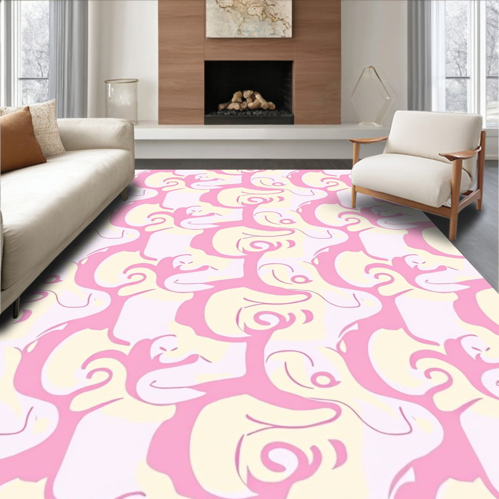 Abstract Swirls Pastel Waves Rug