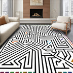 Abstract Geometric Maze Design Rug