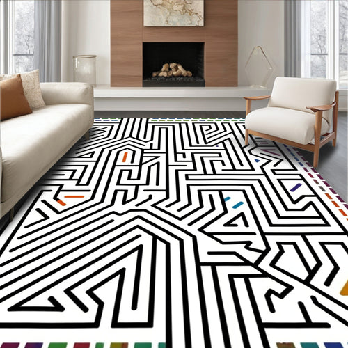 Abstract Geometric Maze Design Rug