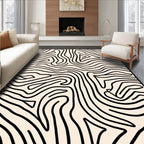 Abstract Wavy Black Contour Rug
