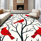 Crimson Cardinals on Bare Winter Branches Rug
