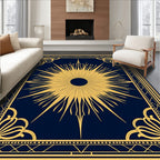 Golden Sun Burst Art Deco Rug