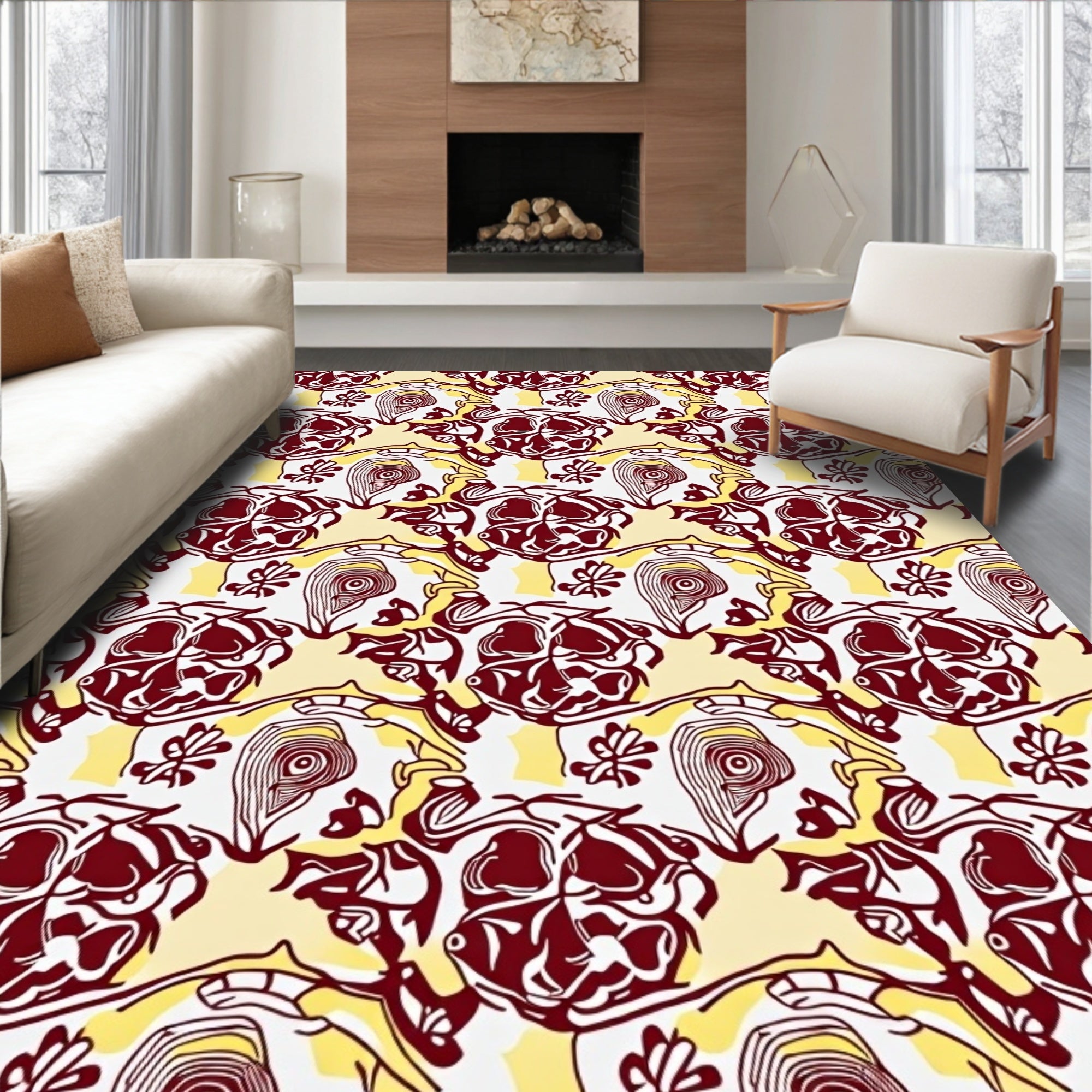 Bold Floral Inspired Abstract Pattern Rug