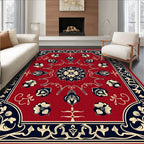 Red Floral Medallion Patterned Rug