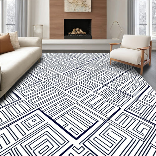 Abstract Geometric Labyrinth Pattern Rug