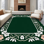 Floral Vine Frame Green Rug