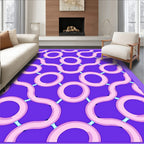 Abstract Pink Ring Chain Pattern Rug