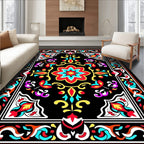 Vibrant Floral Scrollwork Medallion Rug