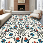 Intricate Floral Vines Cream Rug