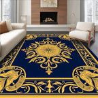 Elegant Golden Floral Border Design Rug
