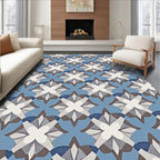 Geometric Star Flower Tile Pattern Rug