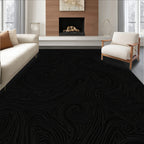 Dark Swirl Organic Line Art Pattern Rug