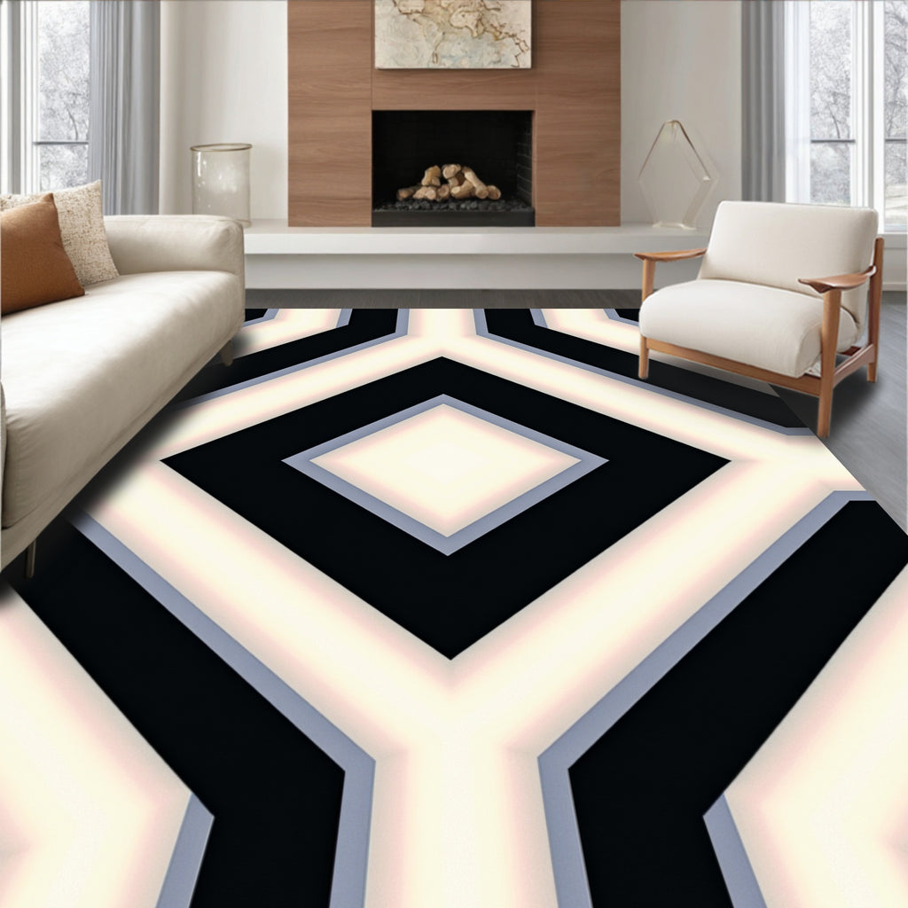 Sharp Geometric Diamond Pattern Rug