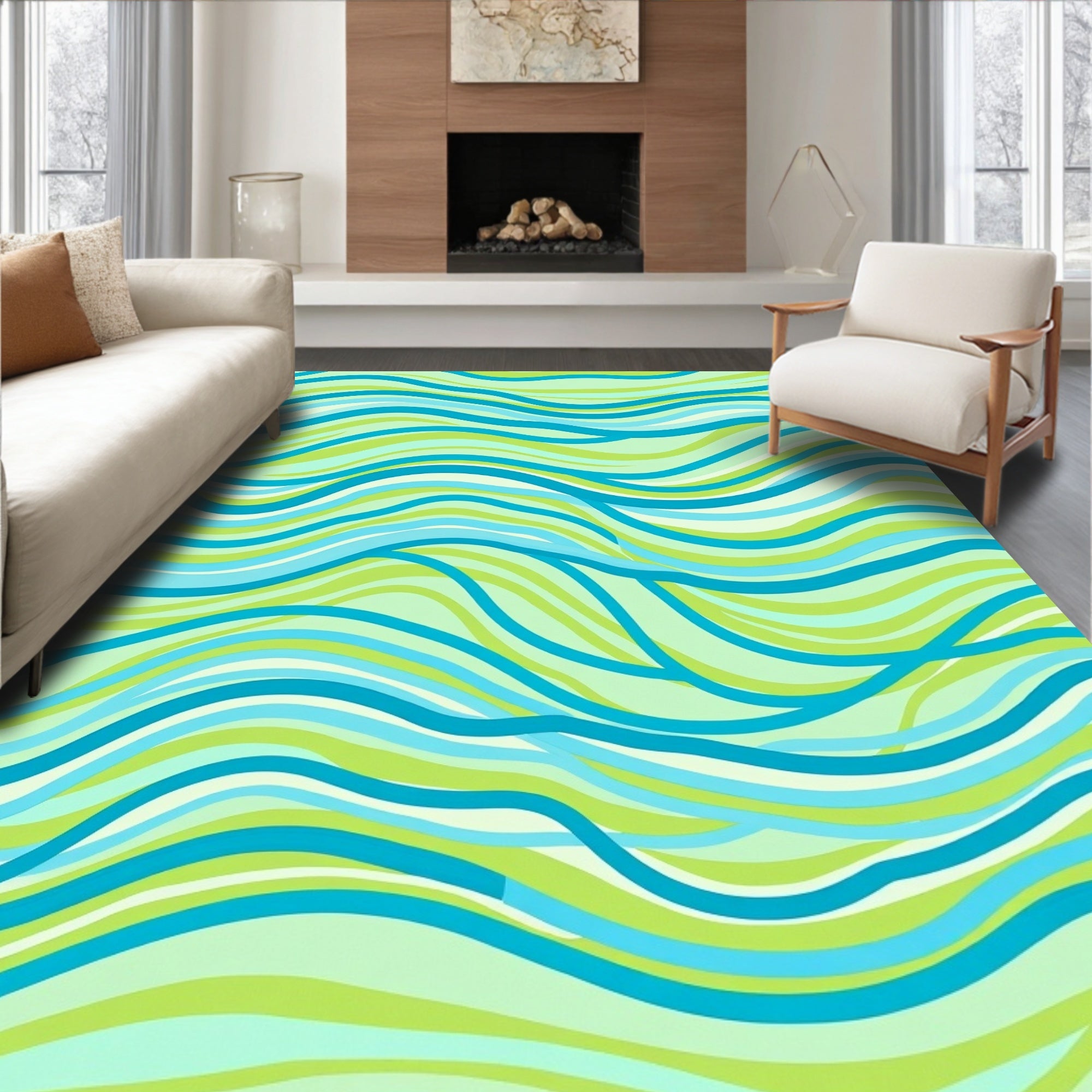 Ocean Waves Pattern Rug