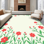 Red Floral Vine Patterned Rug