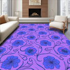 Purple Floral Swirl Pattern Accent Pillow Rug