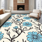 Blue Floral Swirl Pattern Rug