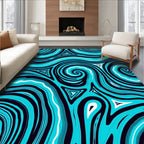 Abstract Teal Swirl Triangles Rug