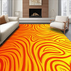 Bold Warm Fire Swirl Pattern Rug