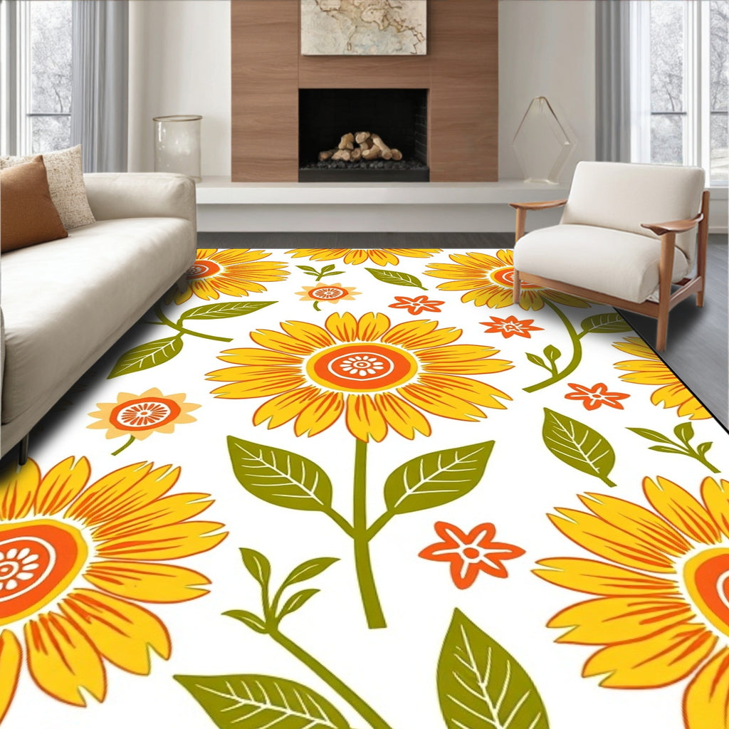 Bold Floral Sunburst Pattern Rug